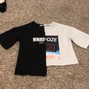 Girls color block graphic cropped tee